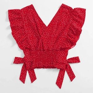 Shein red polka dot blouse size XL
